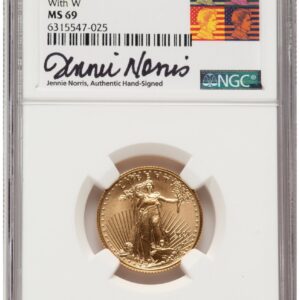 2021-W Modern Bullion Coins (2021-W TY2 Gold Eagle 1/4 oz Unfinished Proof Dies Jennie Norris Reagan Bust Art)