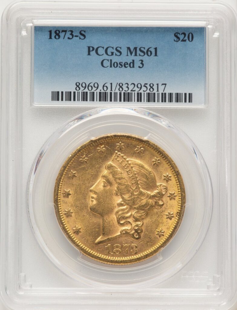 1873-S Liberty Double Eagles (1873-S $20 Closed 3 Blue Gradient)
