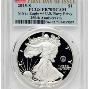 2025-W Modern Bullion Coins (2025-S Proof Silver Eagle Privy U.S. Navy 250th Anniversary 1 oz FDI Flag)