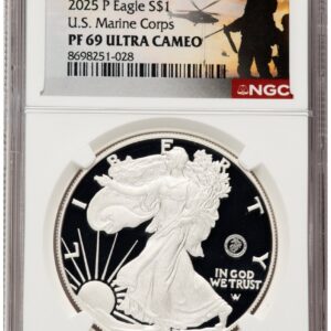 2025-W Modern Bullion Coins (2025-P Proof Silver Eagle Privy U.S. Marine Corps 250th Anniversary 1 oz US Army Helicopter Label)