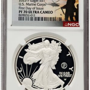2025-W Modern Bullion Coins (2025-P Proof Silver Eagle Privy U.S. Marine Corps 250th Anniversary 1 oz FDI US Army Helicopter Label)