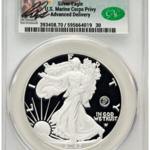 2025-W Modern Bullion Coins (2025-P Proof Silver Eagle Privy U.S. Marine Corps 250th Anniversary 1 oz Advanced Delivery Ron Drzewucki)