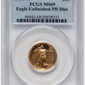 1999-W Modern Bullion Coins (1999-W Gold Eagle 1/4 oz Unfinished Proof Dies Blue Label)