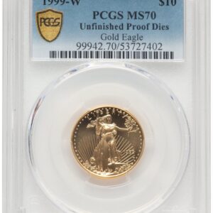 1999-W Modern Bullion Coins (1999-W Gold Eagle 1/4 oz Unfinished Proof Dies Blue Gradient)
