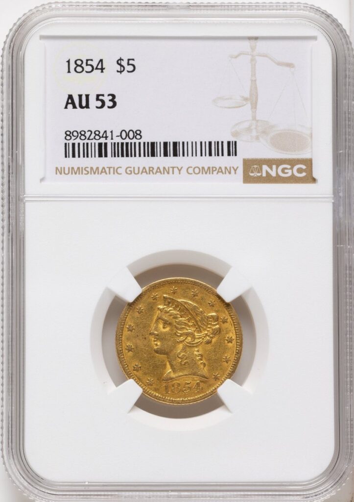 1854 Liberty Half Eagles (1854 $5)