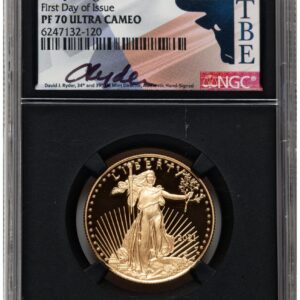 2021-W Modern Bullion Coins (2021-W Type 1 Proof Gold Eagle 1/2 oz FDI David J Ryder TBE Label Blk Core)