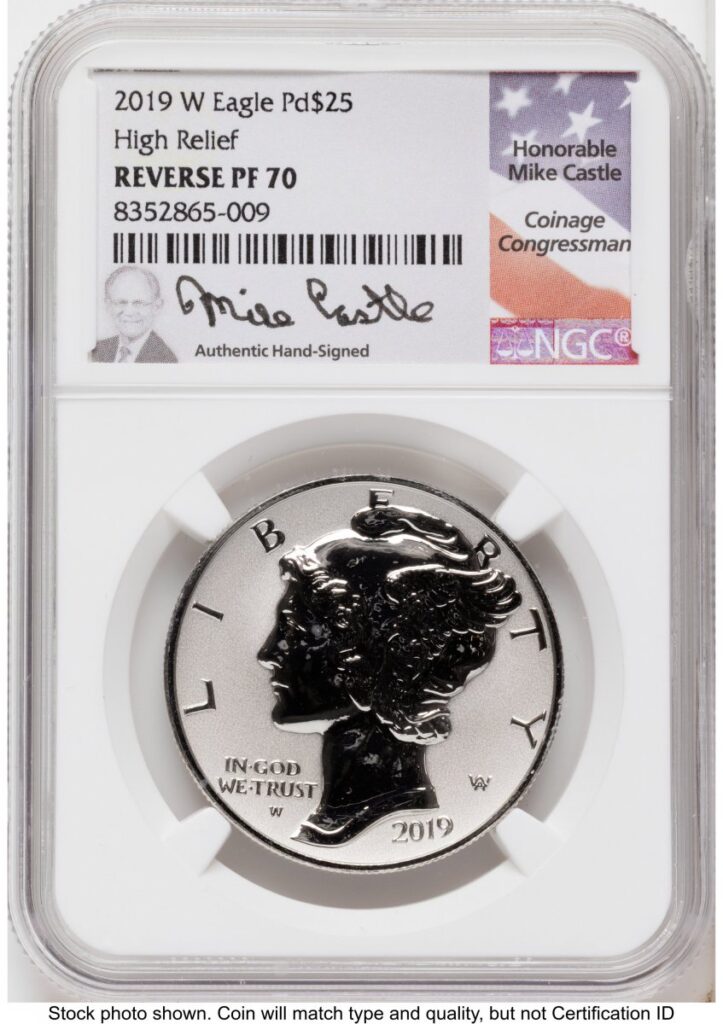 2019-W Modern Bullion Coins (2019-W Palladium Eagle 1 oz, REV PR Mike Castle)