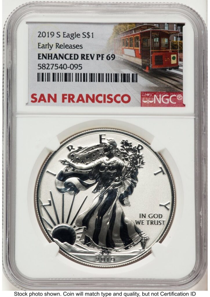 2019-S Modern Bullion Coins (2019-S Enhanced Reverse Proof Silver Eagle 1 oz ER Trolley Label)
