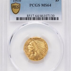 1910 Indian Half Eagles (1910 $5 PCGS Secure Blue Gradient)