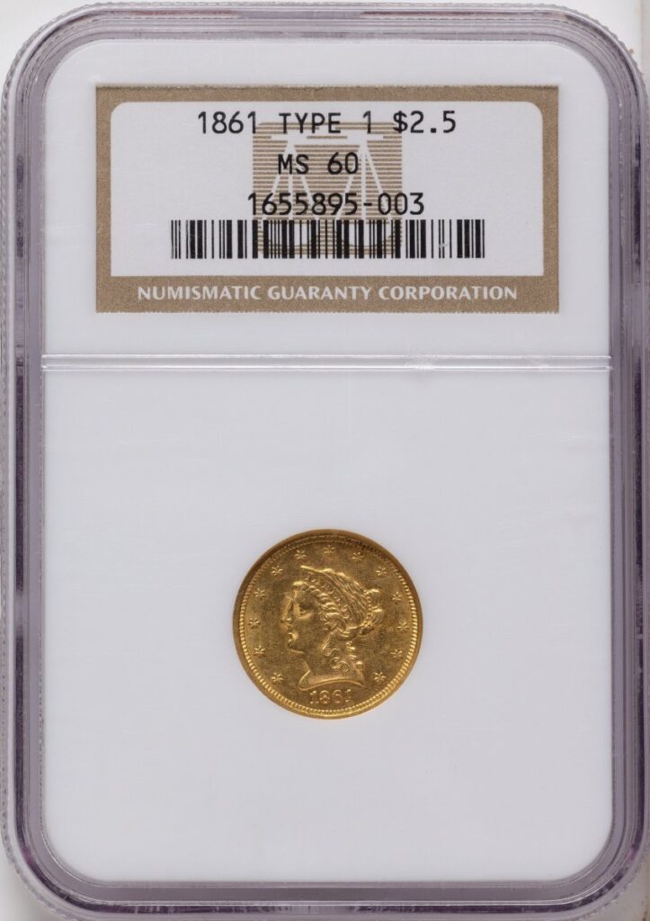 1861 Liberty Quarter Eagles (1861 $2 1/2 Old Rev.)