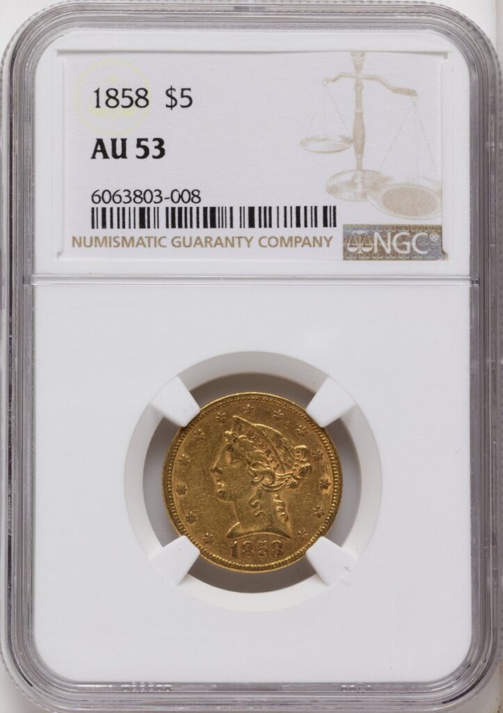 1858 Liberty Half Eagles (1858 $5)