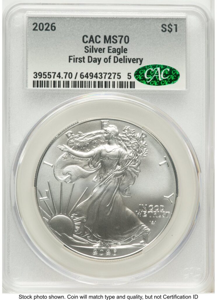 2026 Modern Bullion Coins (2026 Silver Eagle First Day of Delivery Silver Label)