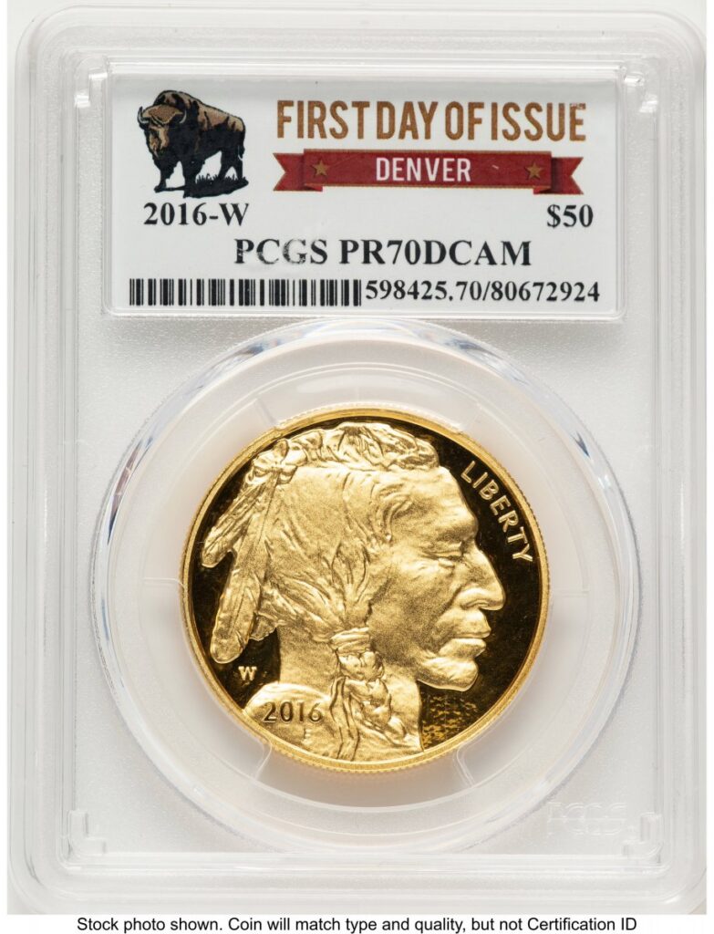 2016-W Modern Bullion Coins (2016-W Proof Gold Buffalo 1 oz FDI Bison Label Denver)