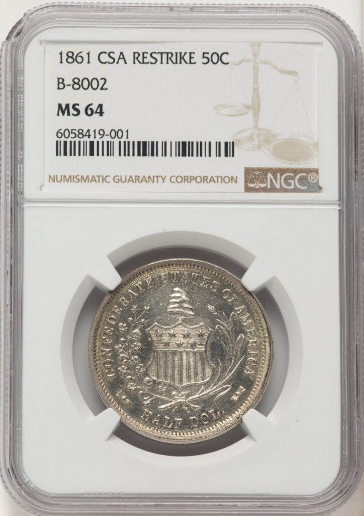1861 Confederate States of America (1861 50C Restrike Brown Label)