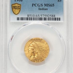 1908 Indian Half Eagles (1908 $5 Indian, MS PCGS Secure)