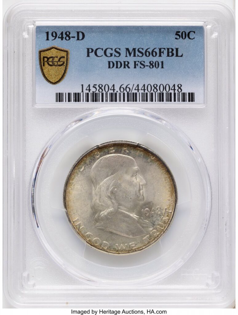 1948-D Franklin Half Dollars (1948-D 50C DDR FS-801, FL PCGS Secure)