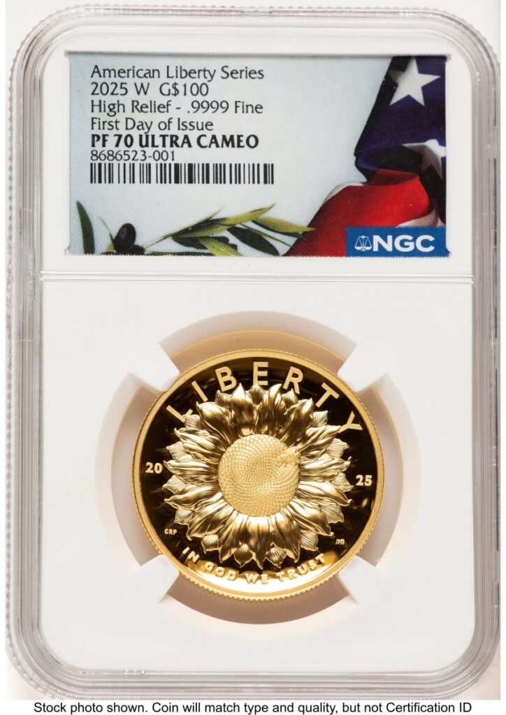 2025-W Modern Bullion Coins (2025-W G$100 American Liberty High Relief, DC FDI Bunting Flag)