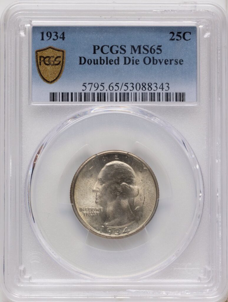 1934 Washington Quarters (1934 25C Doubled Die Obverse, FS-101, MS PCGS Secure)