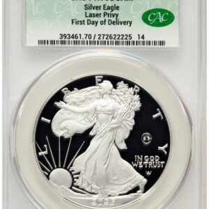2025-W Modern Bullion Coins (2025-W Proof Silver Eagle Privy Laser Engraved 1 oz First Day Of Delivery)
