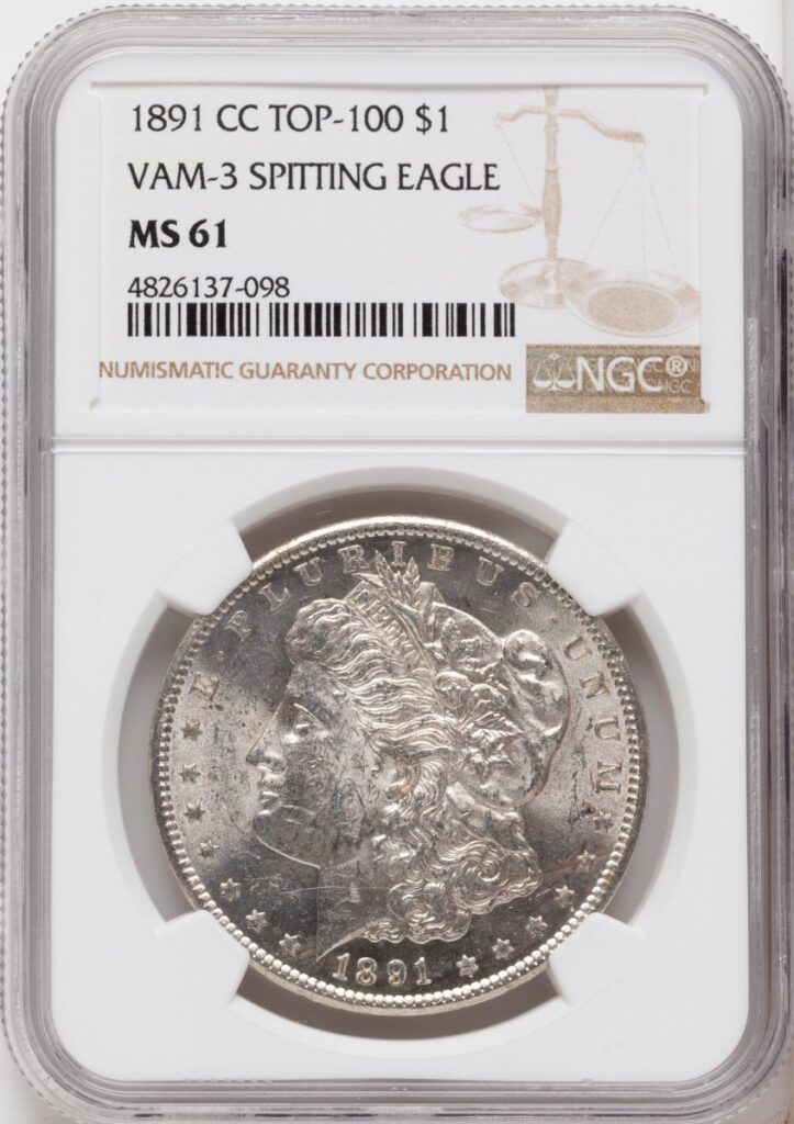 1891-CC Morgan Dollars (1891-CC $1 VAM-3, Spitting Eagle, MS)
