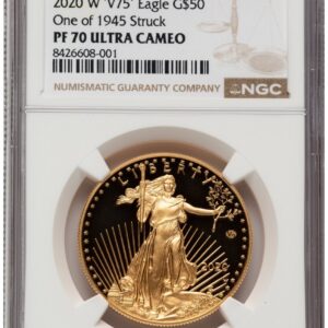 2020-W Modern Bullion Coins (2020-W Proof Gold Eagle V75 Privy One of 1945 Struck 1 oz Brown Label)