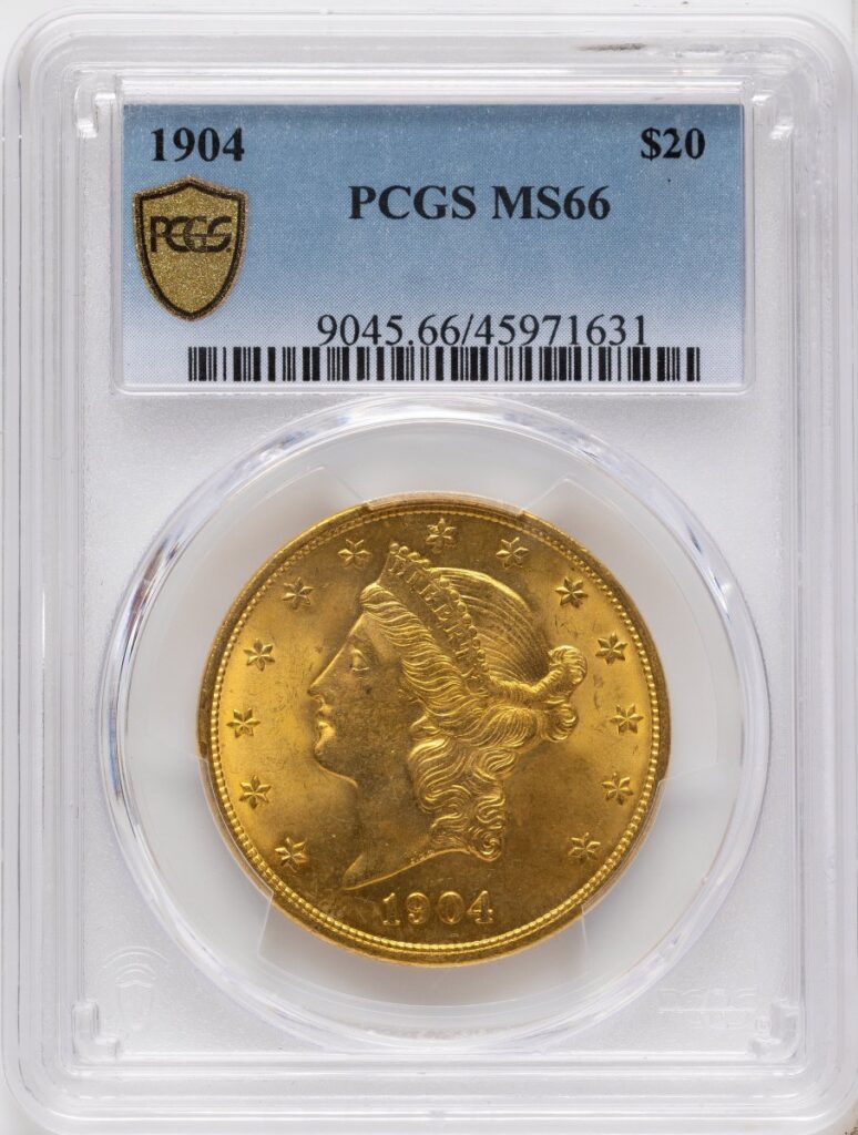 1904 Liberty Double Eagles (1904 $20 Liberty PCGS Secure Blue Gradient)