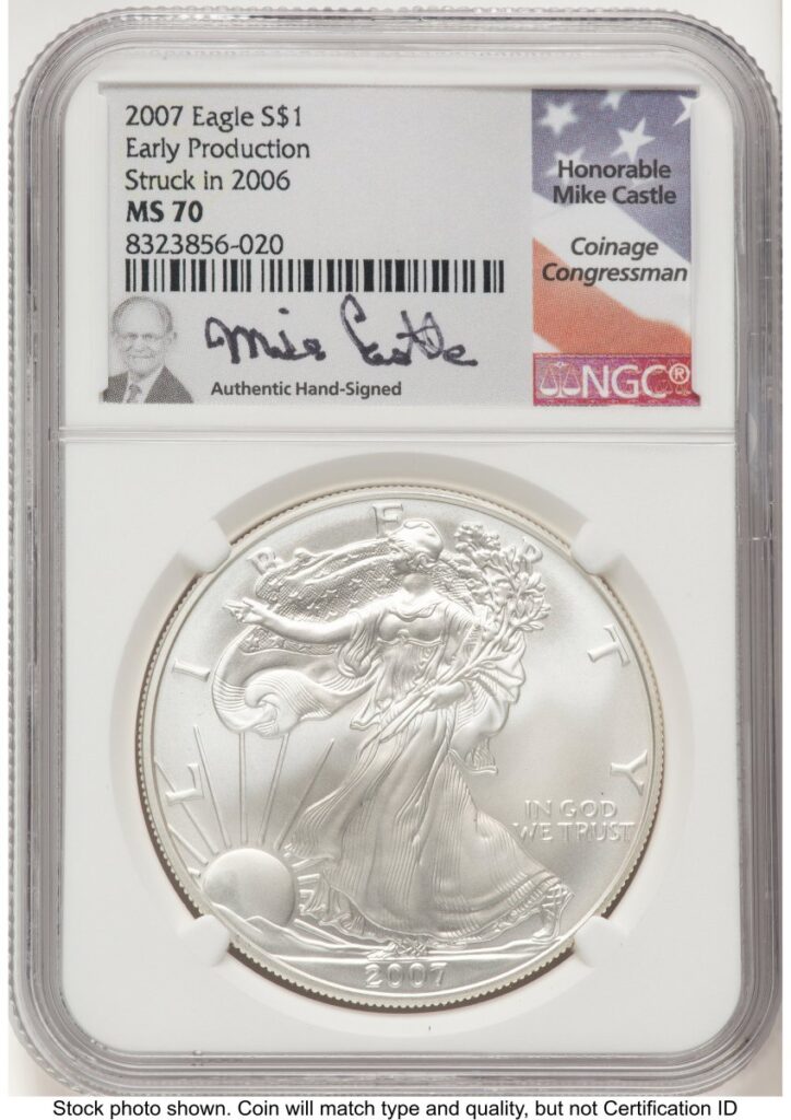 2007 Modern Bullion Coins (2007 Silver Eagle Early Production Mike Castle)