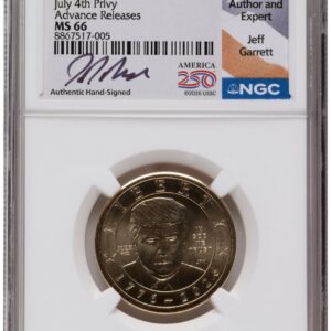 2026 Modern Bullion Coins (2026 Semiquincentennial President Donald J. Trump $1 (Privy Mark) AR Jeff Garrett America 250)