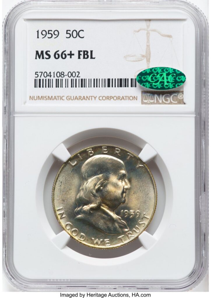 1959 Franklin Half Dollars (1959 50C, FL CAC NGC Plus)