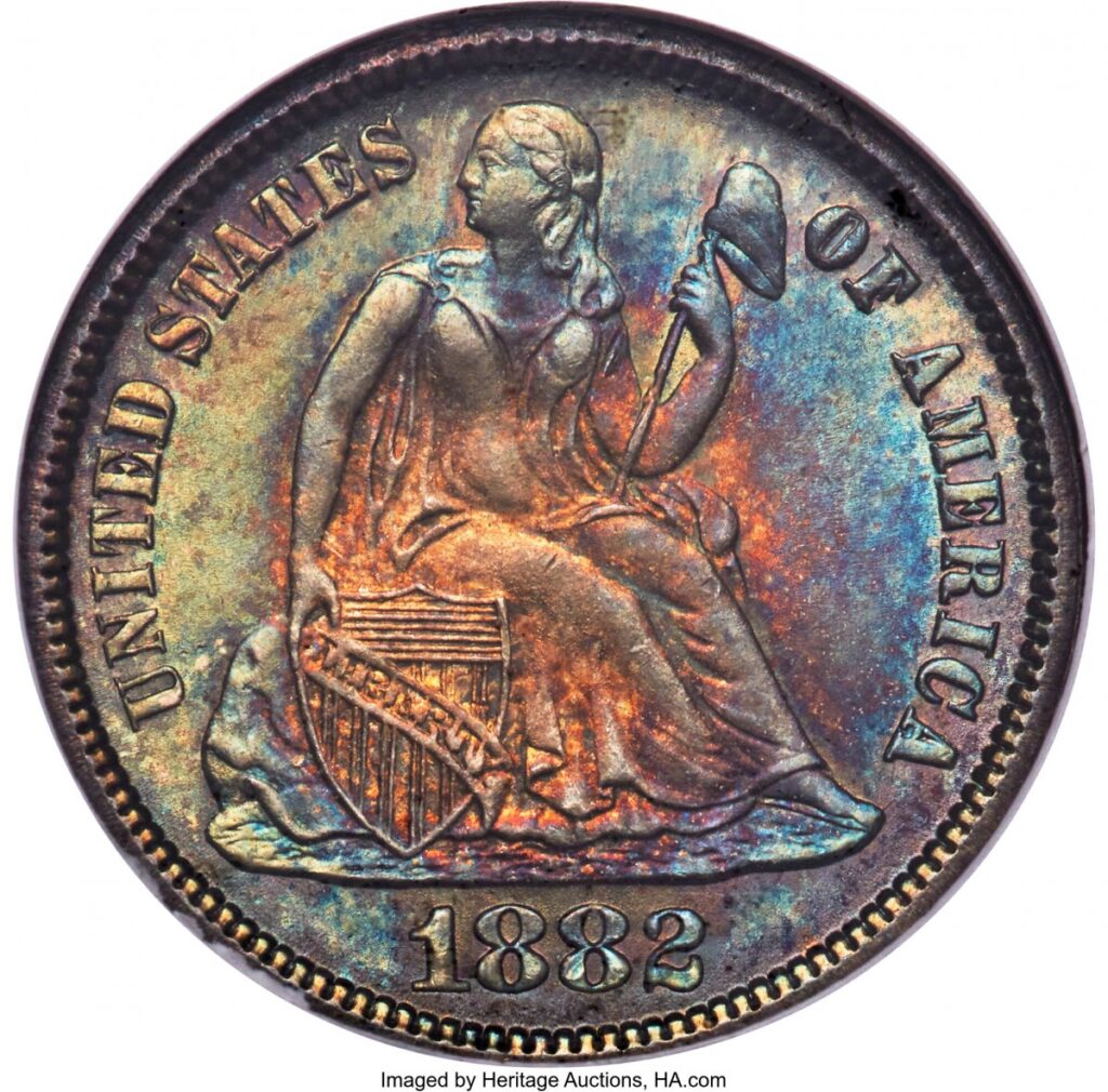 1882 Seated Dimes (1882 10C F-103)