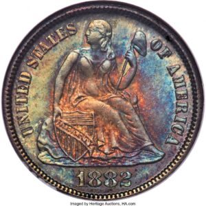 1882 Seated Dimes (1882 10C F-103)