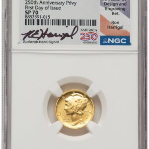 1000 Modern Bullion Coins (2026 2 Coin Best of the Mint 1916 Mercury Dime Gold 1/10 oz and Silver 1 oz Medal Set FDI Ron Harrigal America 250)