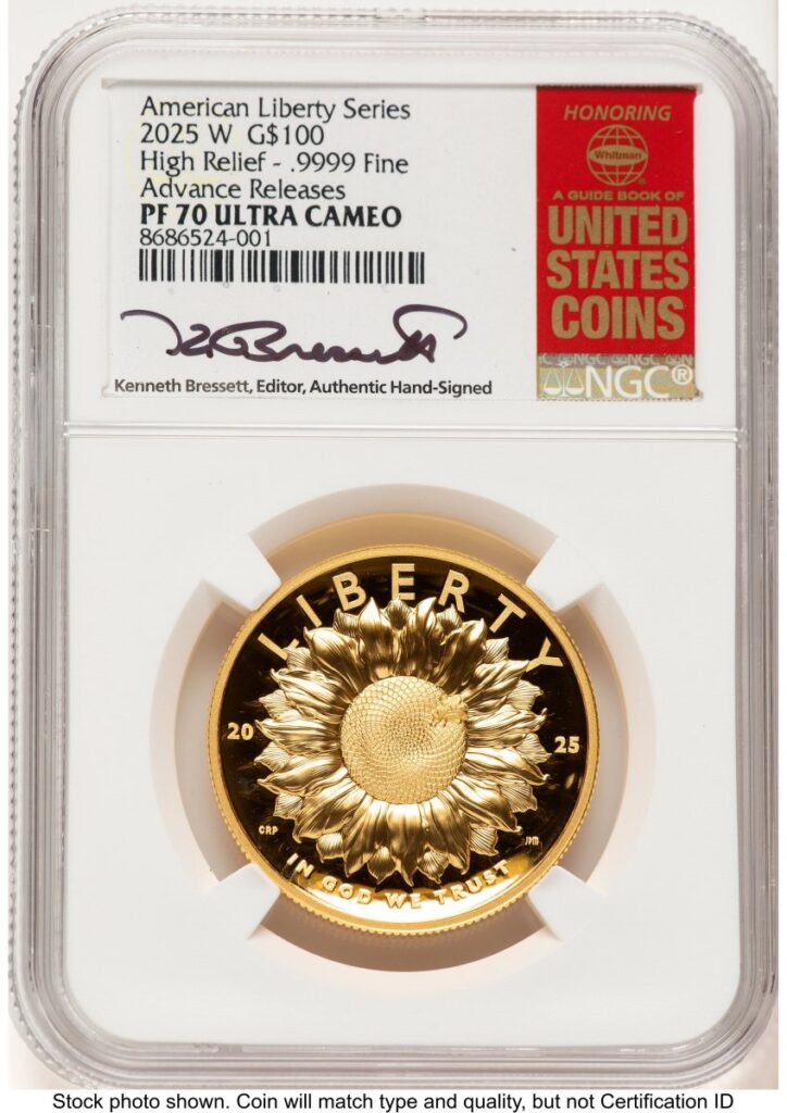 2025-W Modern Bullion Coins (2025-W G$100 American Liberty High Relief, DC AR Kenneth Bressett Red Book)
