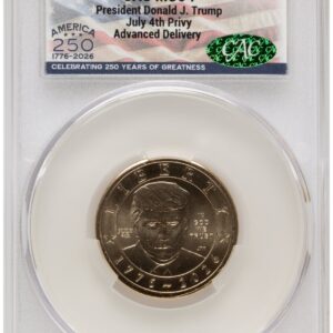 2026 Modern Bullion Coins (2026 Semiquincentennial President Donald J. Trump $1 (Privy Mark) Advanced Delivery America 250 Flag Label)