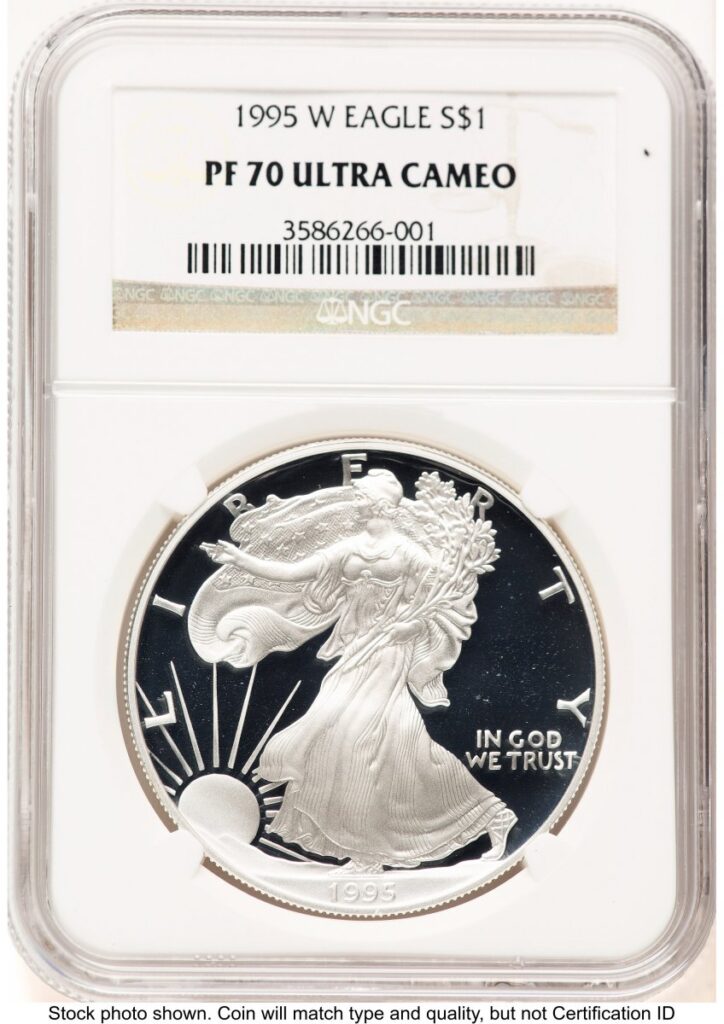 1995-W Modern Bullion Coins (1995-W Proof Silver Eagle 1 oz Brown Label)