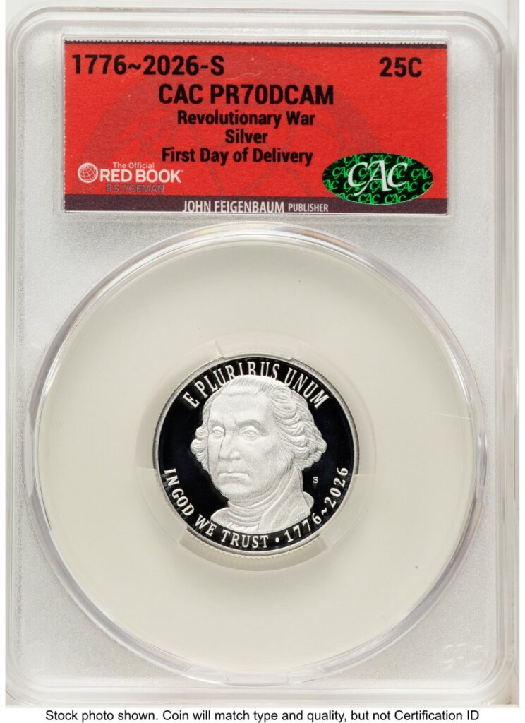 1000 Modern Bullion Coins (2026-S Semiquincentennial Revolutionary War Quarter 25C, PR First Day of Delivery Red Book)