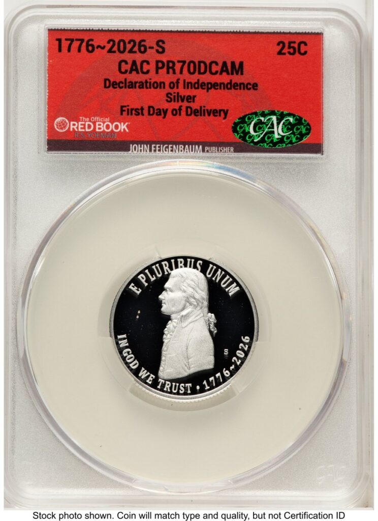 1000 Modern Bullion Coins (2026-S Semiquincentennial Declaration of Independence Quarter 25C, PR First Day of Delivery Red Book)