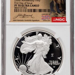 2026-W Modern Bullion Coins (2026-W Proof Silver Eagle 1 oz FDI America 250 John Hancock Label)