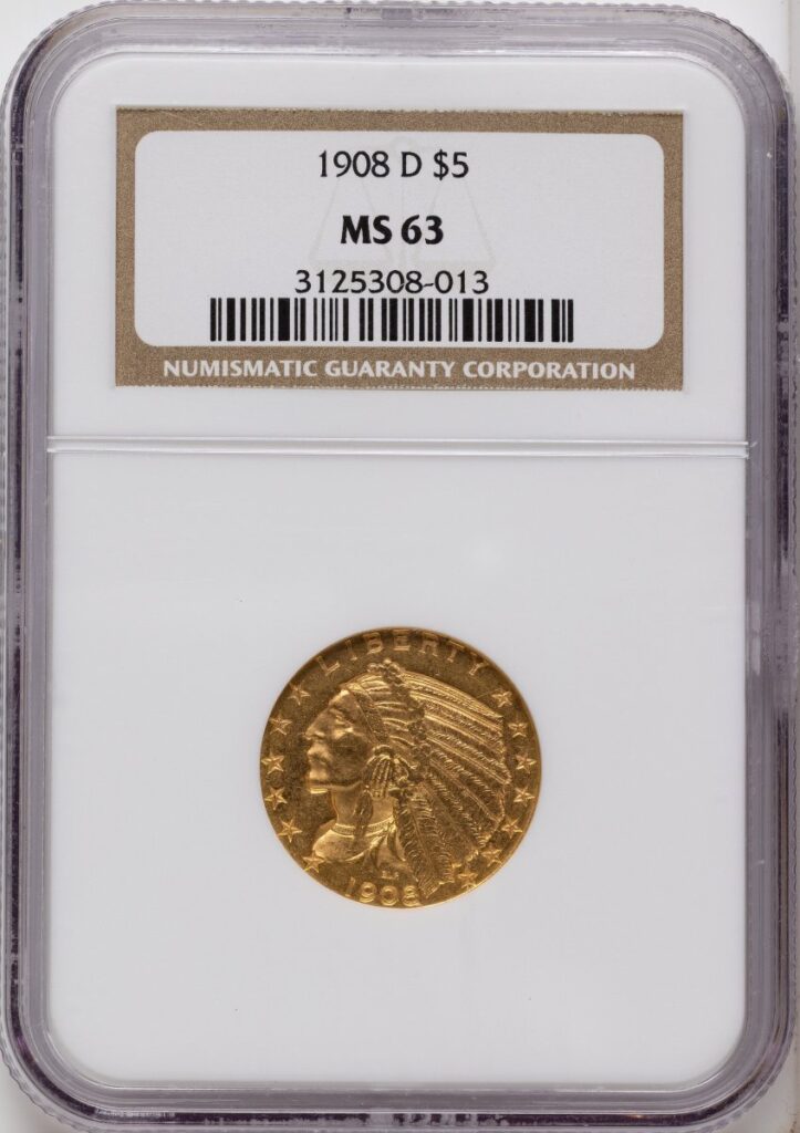 1908-D Indian Half Eagles (1908-D $5)