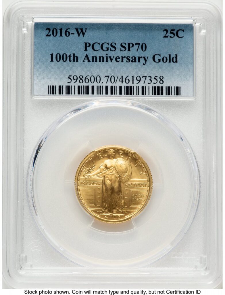2016-W Modern Bullion Coins (2016-W 25C Standing Liberty 100th Anniversary Gold Centennial Blue Gradient)