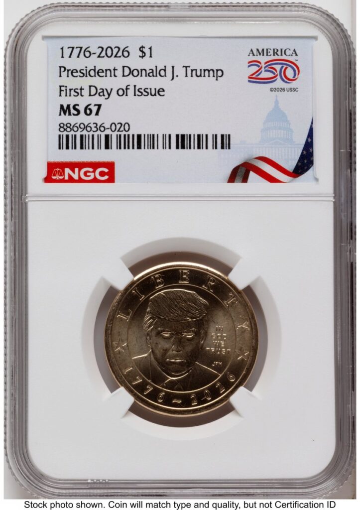 2026 Modern Bullion Coins (2026 Semiquincentennial President Donald J. Trump $1 FDI America 250 Congress Building Label)