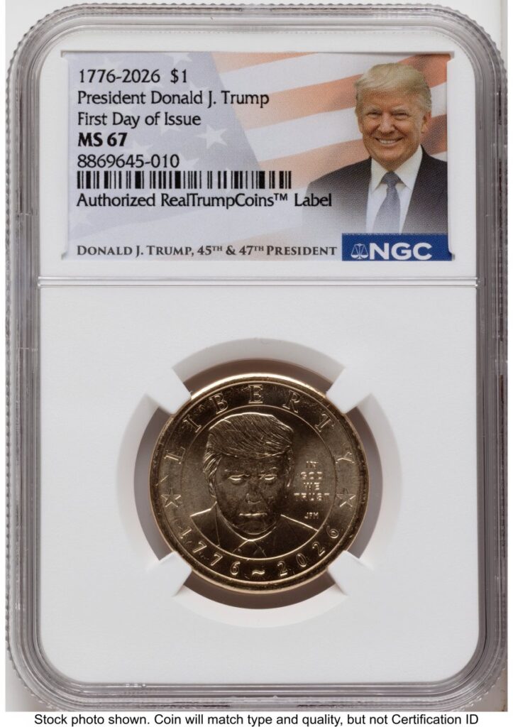 2026 Modern Bullion Coins (2026 Semiquincentennial President Donald J. Trump $1 FDI Trump Label)