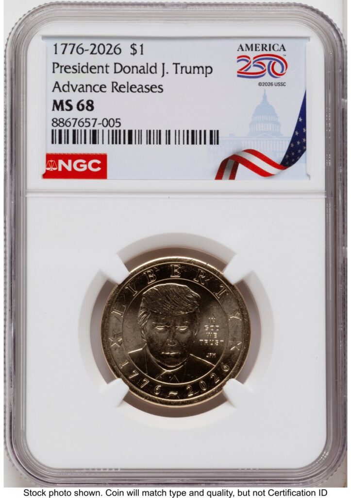 2026 Modern Bullion Coins (2026 Semiquincentennial President Donald J. Trump $1 AR America 250 Congress Building Label)