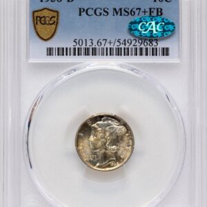 1938-D Mercury Dimes (1938-D 10C, FB CAC PCGS Secure PCGS Plus)