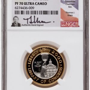 2000-W Modern Bullion Coins (2000-W $10 Library of Congress Bi-Metallic Gold 0.2509 oz and Platinum 0.2509 oz, PR Thomas Uram)