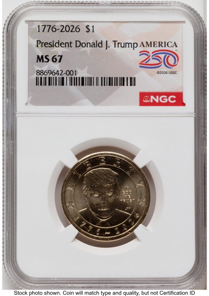 2026 Modern Bullion Coins (2026 Semiquincentennial President Donald J. Trump $1 America 250 Label)