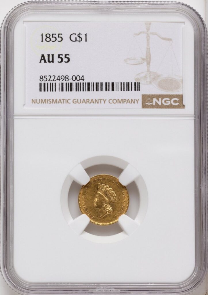 1855 Gold Dollars (1855 G$1 Type Two, MS)