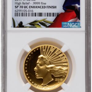 1000 Modern Bullion Coins (2019-W G$100 American Liberty High Relief, Enhanced, UC Bunting Flag)