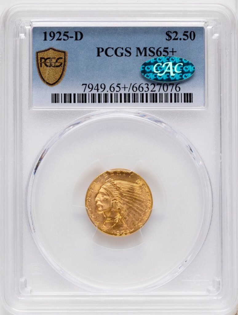 1925-D Indian Quarter Eagles (1925-D $2 1/2 CAC PCGS Secure PCGS Plus)