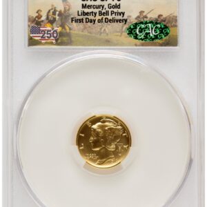 1000 Modern Bullion Coins (2026 2 Coin Best of the Mint 1916 Mercury Dime Gold 1/10 oz and Silver 1 oz Medal Set First Day of Delivery America 250)